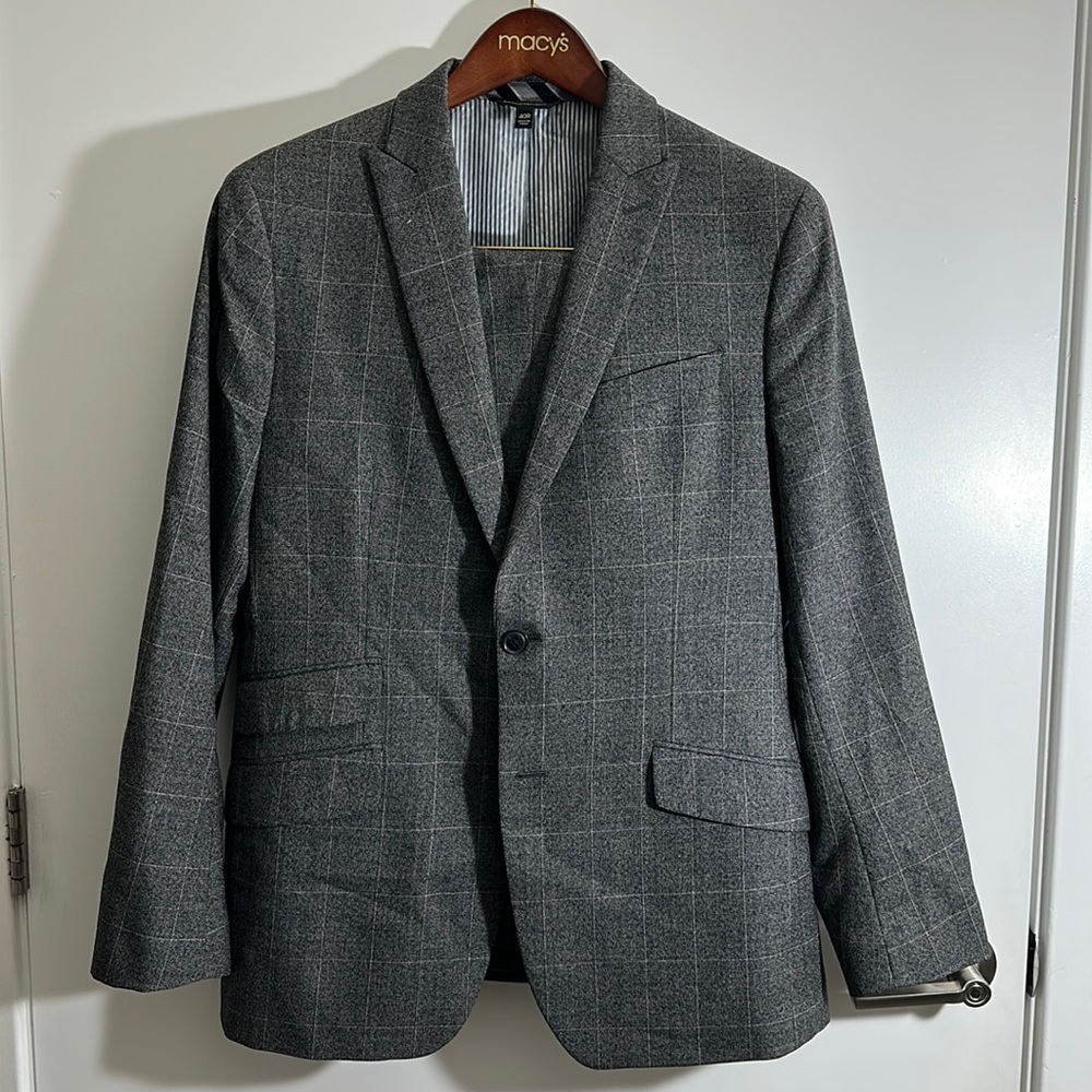 Banana Republic Plaid Grey Slim Fit 40R Pants: 34x30